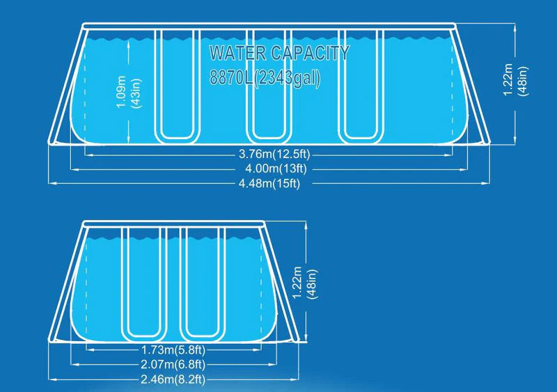 Piscina Fuori Terra Rettangolare 400x207x122cm Jilong Grigia