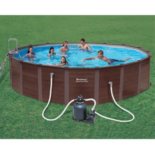 Piscina Fuori Terra con Rivestimento Esterno Legno Bestway Royal Frame 56189