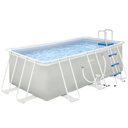 Piscina Fuori Terra Rettangolare 440x240x122 cm in PVC e Acciaio Grigio chiaro